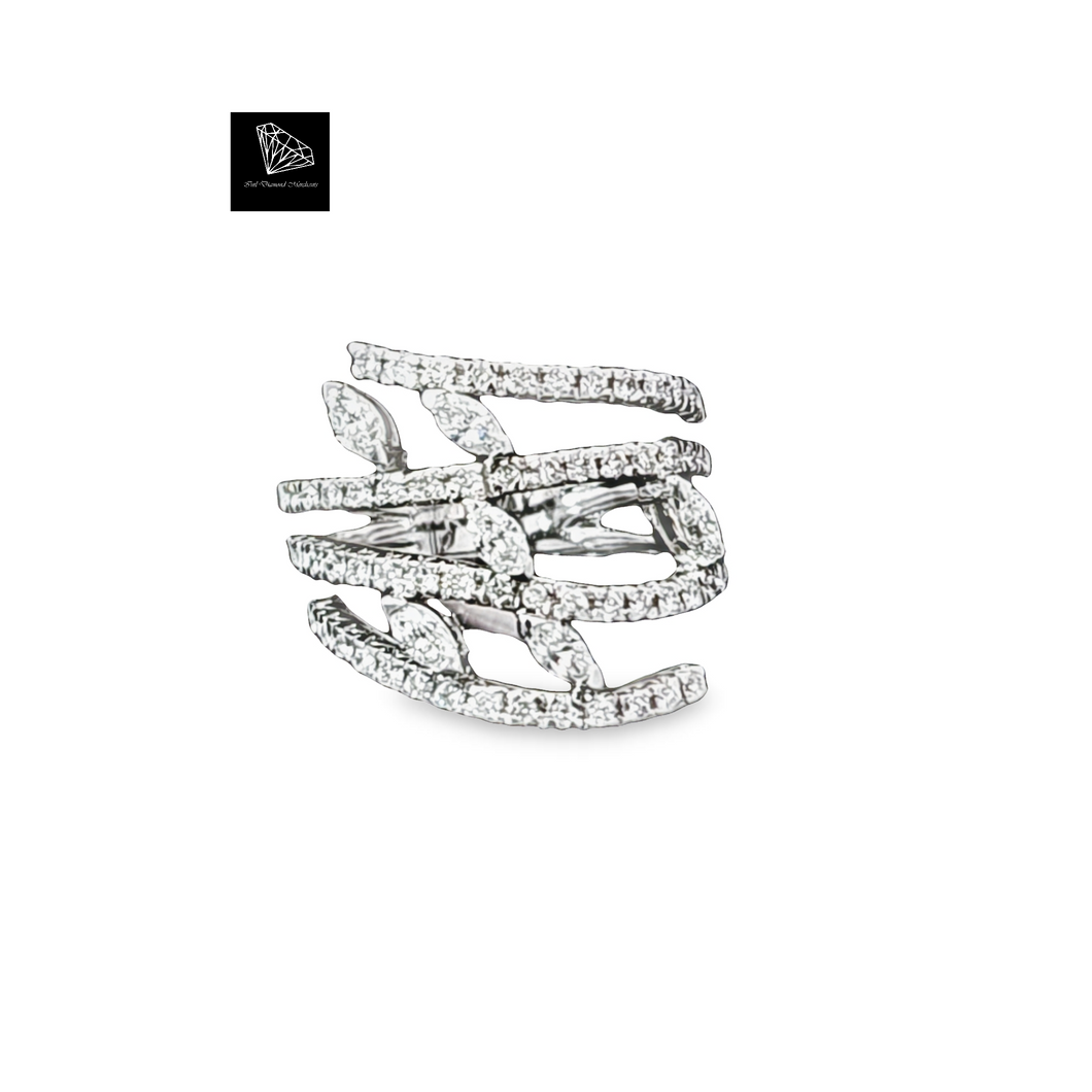 1.12cts [67] Marquise and Round Brilliant Cut Diamonds | Designer Ring | 18kt White Gold