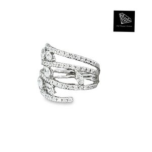 1.12cts [67] Marquise and Round Brilliant Cut Diamonds | Designer Ring | 18kt White Gold
