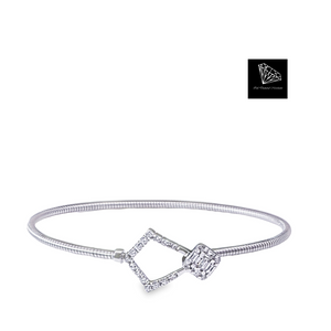 0.450cts [25] Round Brilliant and Baguette Cut Diamonds | Designer Flex Bangle | 18kt White Gold