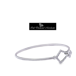 0.450cts [25] Round Brilliant and Baguette Cut Diamonds | Designer Flex Bangle | 18kt White Gold