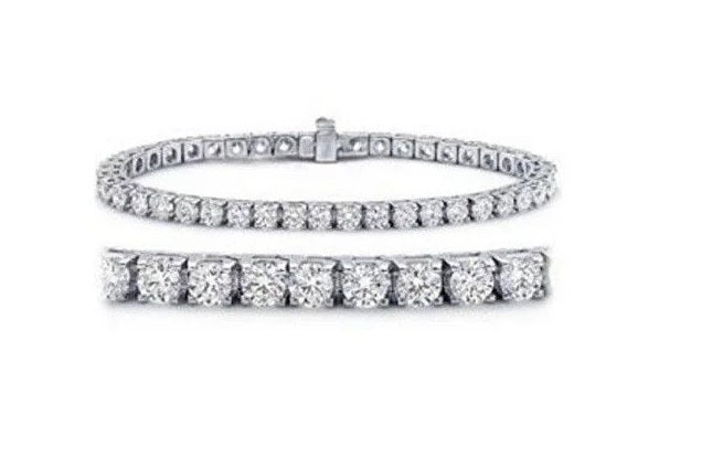 2.10ct [55] Round Brilliant Cut [Crown Design] Diamond Tennis Bracelet | 18kt White Gold