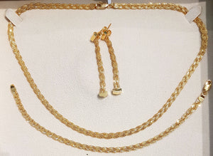 18kt |Yellow Gold Set with Necklace, Bracelet| and Drop Earrings weighing 16.228grams