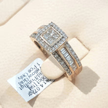 Load image into Gallery viewer, 1.00ct Round, Princess, Baguette Cut Diamond | Designer Ring | 10kt Yellow Gold
