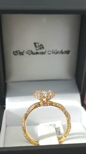 0.50ct Round Cut Diamond Centre | 1.00ct Round Brilliant Cut Diamonds | Halo Design Diamond Ring | 14kt Yellow Gold
