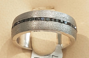 0.65ct [51] Round Cut Black Diamond Eternity Ring set in Silver | Size P