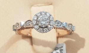 0.40ct Round Brilliant Cut Designer Diamond Ring | 14kt Rose/White Gold