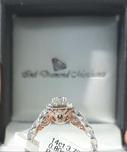 0.80ct [tw] Baguette [Centre] | Round Brilliant Cut Diamonds | Designer 14kt White/Rose Gold Ring..