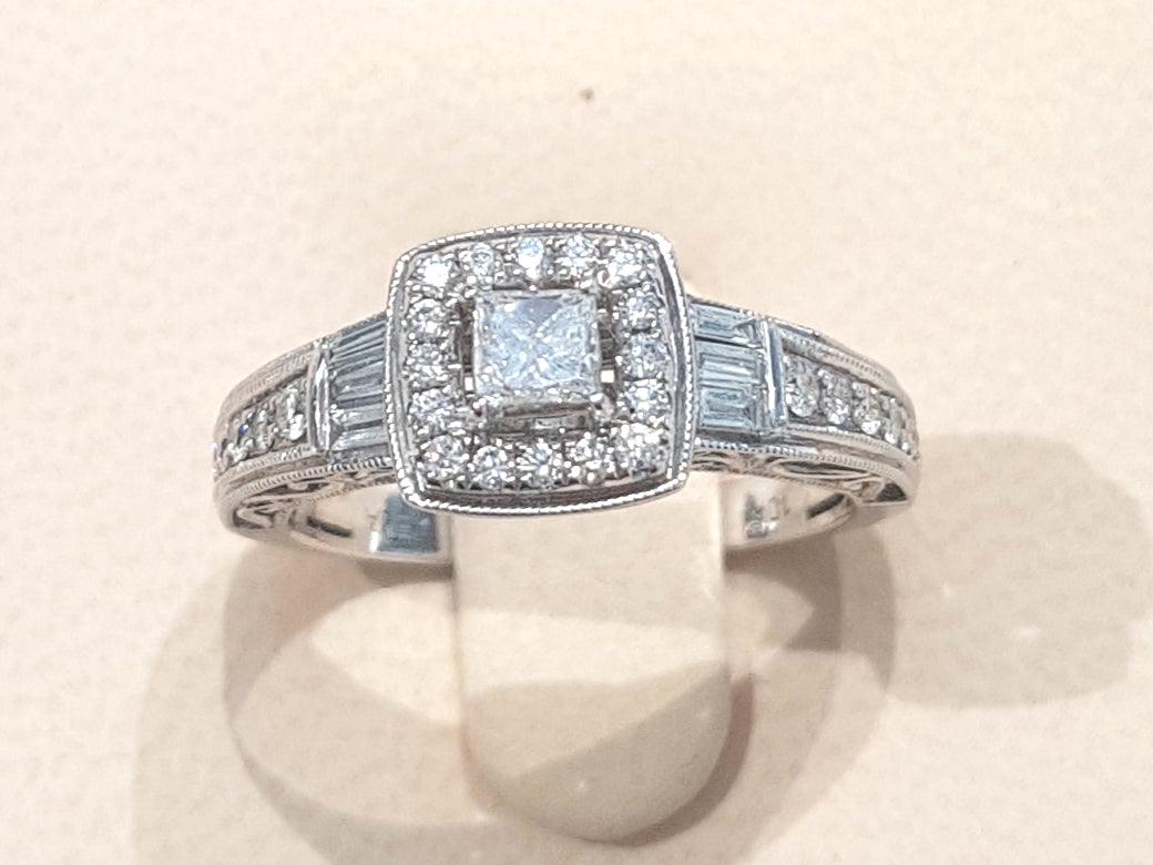 0.80ct Princess / Round / Baguette  Cut Diamonds | 14kt White Gold