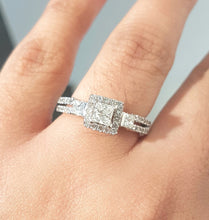 Load image into Gallery viewer, 1.00ct Round and Princess Cut Diamonds | Trilogy Design | 14kt White Gold

