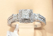 Load image into Gallery viewer, 1.00ct Round and Princess Cut Diamonds | Trilogy Design | 14kt White Gold
