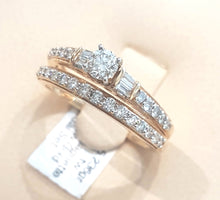 Load image into Gallery viewer, 1.00ct Round and Baguette Cut Diamonds | Bridal Twinset | 14kt Yellow Gold
