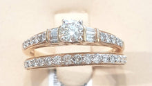 Load image into Gallery viewer, 1.00ct Round and Baguette Cut Diamonds | Bridal Twinset | 14kt Yellow Gold
