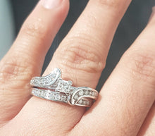 Load image into Gallery viewer, 1.00ct Round and Princess Cut Diamonds | Swirl Design Bridal Set | 14kt White Gold
