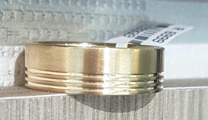 Gents Ring | Matt and Polish Design | Comfort Fit | Size W | 9kt Yellow Gold