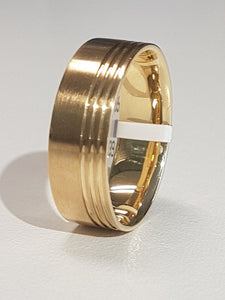 Gents Ring | Matt and Polish Design | Comfort Fit | Size W | 9kt Yellow Gold