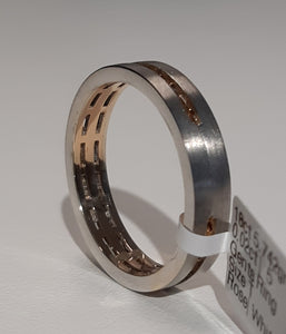 0.02ct [5] Round Brilliant Cut Diamonds | Designer Gents Ring | Size T | 18kt Rose and White Gold