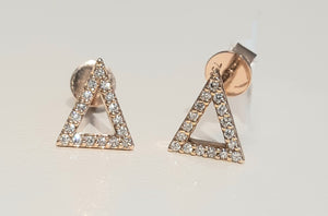 0.14cts [34] Round Brilliant Cut Diamonds | Triangle Design Earrings | 18kt Rose Gold