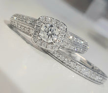 Load image into Gallery viewer, 1.00ct Round Brilliant Cut Diamonds | Halo Design Bridal Twinset | 14kt White Gold
