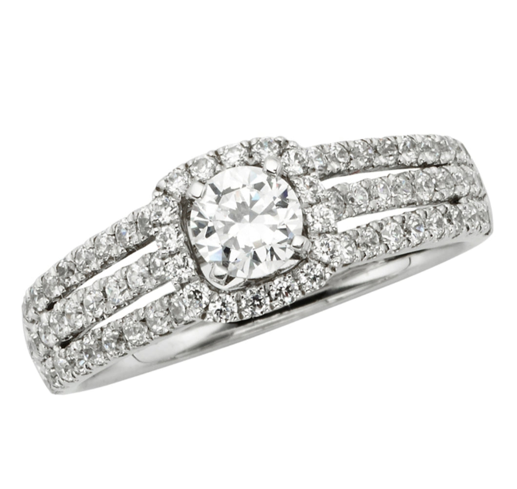 1.00ct Round Brilliant Cut Diamonds | 3 Row Design | 14kt White Gold