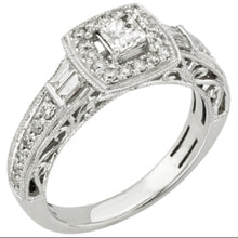 Load image into Gallery viewer, 0.80cts | Round Brilliant, Princess and Baguette Cut Diamonds | Designer Ring | 10kt White Gold
