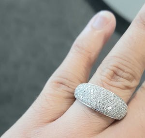 1.00cts [tw] Round Brilliant Cut Diamonds | Dome Design Designer Ring | 14kt White Gold