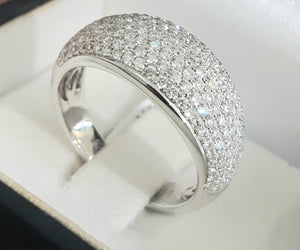 1.00cts [tw] Round Brilliant Cut Diamonds | Dome Design Designer Ring | 14kt White Gold