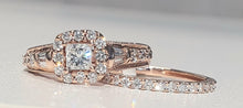 Load image into Gallery viewer, 1.00cts | Round Brilliant, Princess and Baguette Cut Diamonds | Bridal Twinset | 14kt Rose Gold
