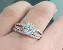 Load image into Gallery viewer, 1.00cts | Round Brilliant and Baguette Cut Diamonds | Designer Bridal Twinset | 14kt Rose and White Gold
