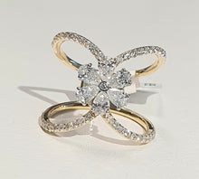 Load image into Gallery viewer, 1.35cts | Round Brilliant and Pear Cut Diamonds | Wide Open Shank Ring | 18kt Yellow Gold
