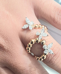 0.55cts [6] Marquise Cut Diamonds | 0.30cts [6] Pear Cut Diamonds | Designer Open Shank Ring | 18kt Rose and White Gold
