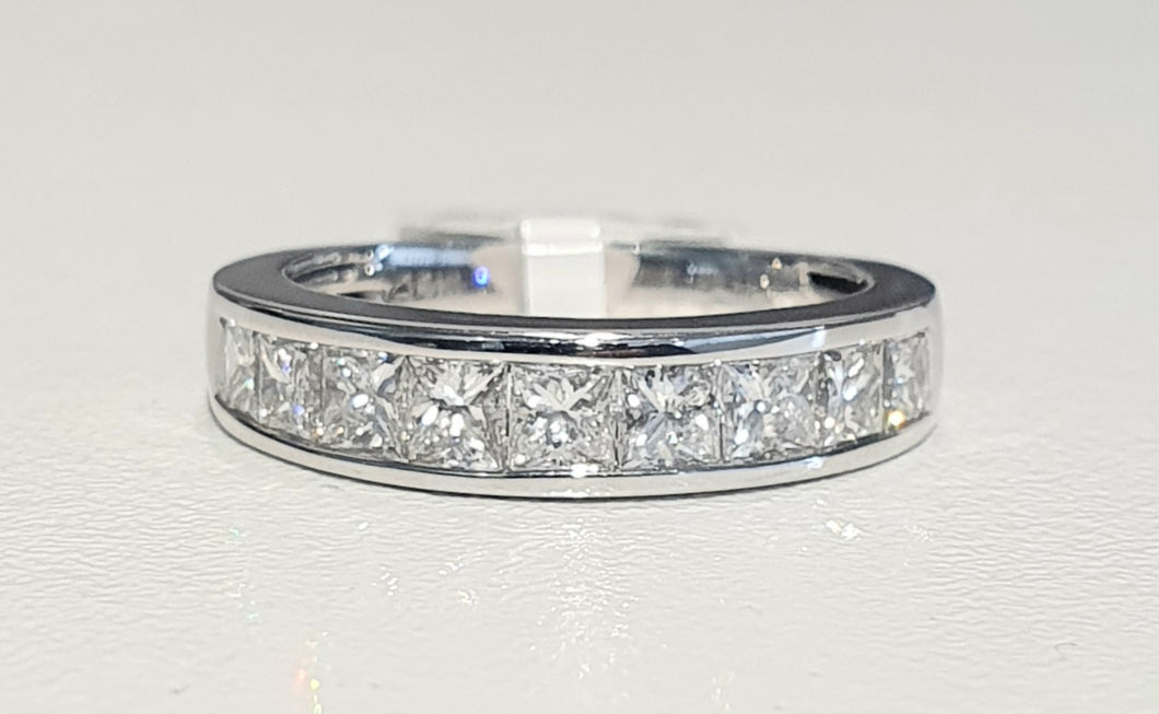 1.00cts [9] Princess Cut Diamonds | Channel Design Band | 14kt White Gold