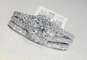 1.00cts | Round Brilliant Cut Diamonds | Split Shank Bridal Twinset | 14kt White Gold