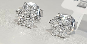0.35cts [14] Round Brilliant Cut Diamonds | Cluster Design Earrings | 9kt White Gold