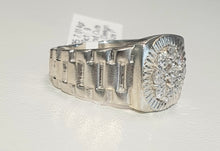 Load image into Gallery viewer, 0.60cts [9] Round Brilliant Cut Diamonds | Custom Made Gents Ring | Size P | Silver
