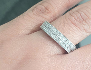 0.65cts | Round Brilliant Cut Diamonds | Two Row Design Band | 14kt White Gold