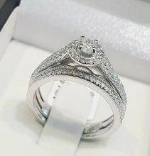 Load image into Gallery viewer, 0.65cts | Round Brilliant Cut Diamonds | Halo Design Bridal Twinset | 10kt White Gold
