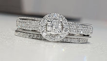 Load image into Gallery viewer, 0.65cts | Round Brilliant Cut Diamonds | Halo Design Bridal Twinset | 10kt White Gold
