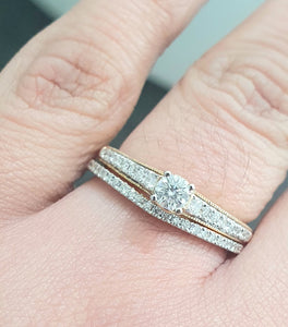 0.65cts | Round Brilliant Cut Diamonds | Pave Design Bridal Twinset | 10kt Yellow Gold