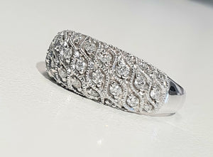 0.35cts Round Brilliant Cut Diamonds | Half Dome Designer Ring | 14kt White Gold