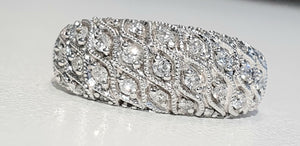 0.35cts Round Brilliant Cut Diamonds | Half Dome Designer Ring | 14kt White Gold