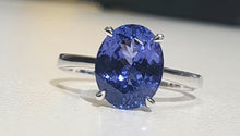 Load image into Gallery viewer, 2.93ct Oval Cut Tanzanite | Solitaire Design Ring | 18kt White Gold
