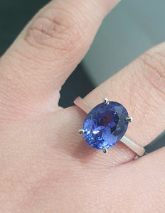2.93ct Oval Cut Tanzanite | Solitaire Design Ring | 18kt White Gold