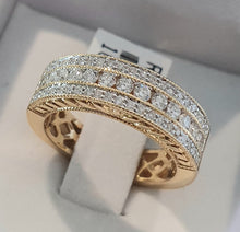 Load image into Gallery viewer, 0.50cts Round Brilliant Cut Diamonds | 3 Row Designer Band | 14kt Yellow Gold
