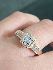 0.38cts [49] Round Brilliant and Baguette Cut Diamonds | Designer Ring | 18kt Rose Gold