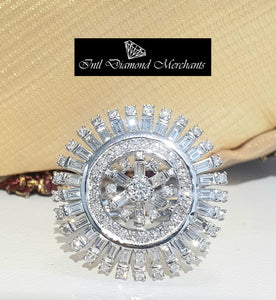 1.92cts [105] Round Brilliant and Baguette Cut Diamonds | Designer Cocktail Ring | 18kt White Gold