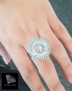 1.92cts [105] Round Brilliant and Baguette Cut Diamonds | Designer Cocktail Ring | 18kt White Gold