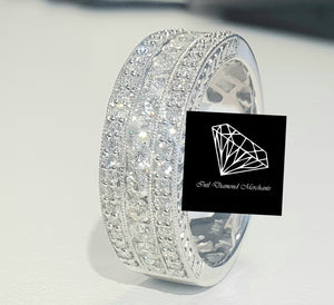 1.00ct Round Brilliant Cut Diamond | 3 Row Designer Band | 14kt White Gold