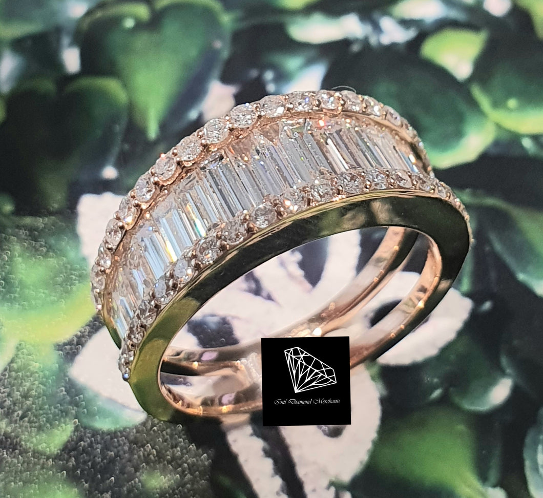 2.02cts [62] Round Brilliant and Baguette Cut Diamonds | Designer Channel Ring | 18kt Rose Gold