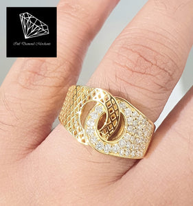 0.630cts [43] Round Brilliant Cut Diamonds | Designer Crossover Ring | 18kt Yellow Gold