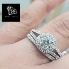 Load image into Gallery viewer, 1.50cts | Round Brilliant Cut Diamonds | Designer Split Shank Halo Bridal Twinset | 14kt White Gold

